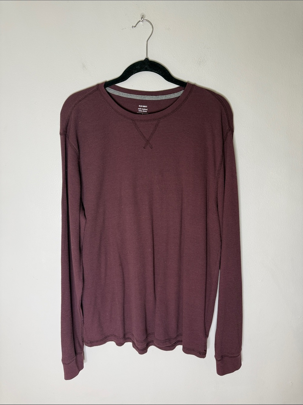 Old Navy Men's Long-Sleeve Waffle Crew - Maroon XL